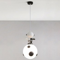 Luminária pendente minimalista em ferro forjado com pouso na lua, pequena luminária de teto