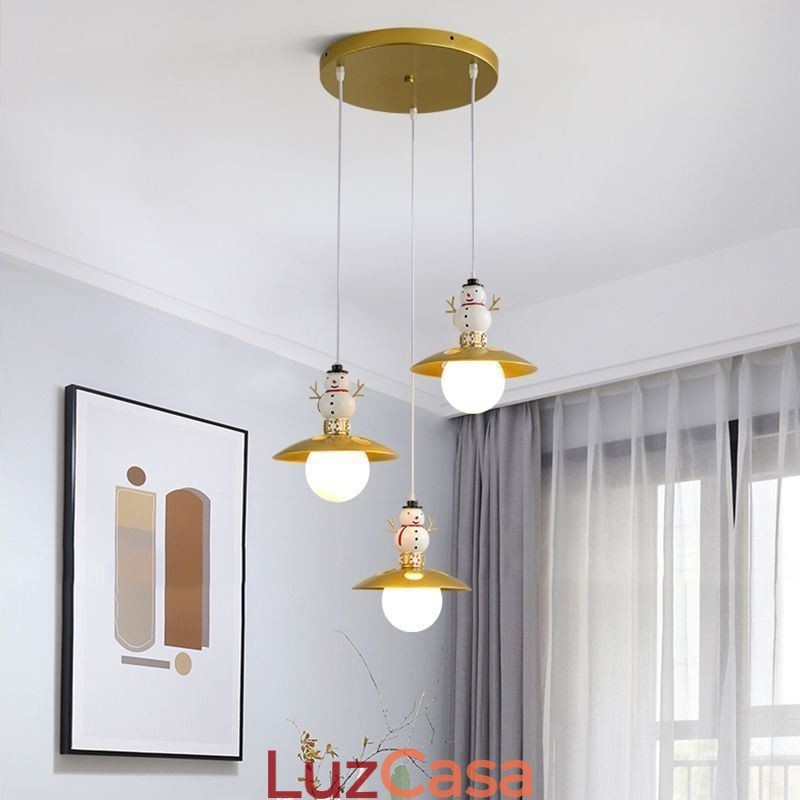 Luminária pendente moderna simples G9 ferro forjado resina boneco de neve luz de teto
