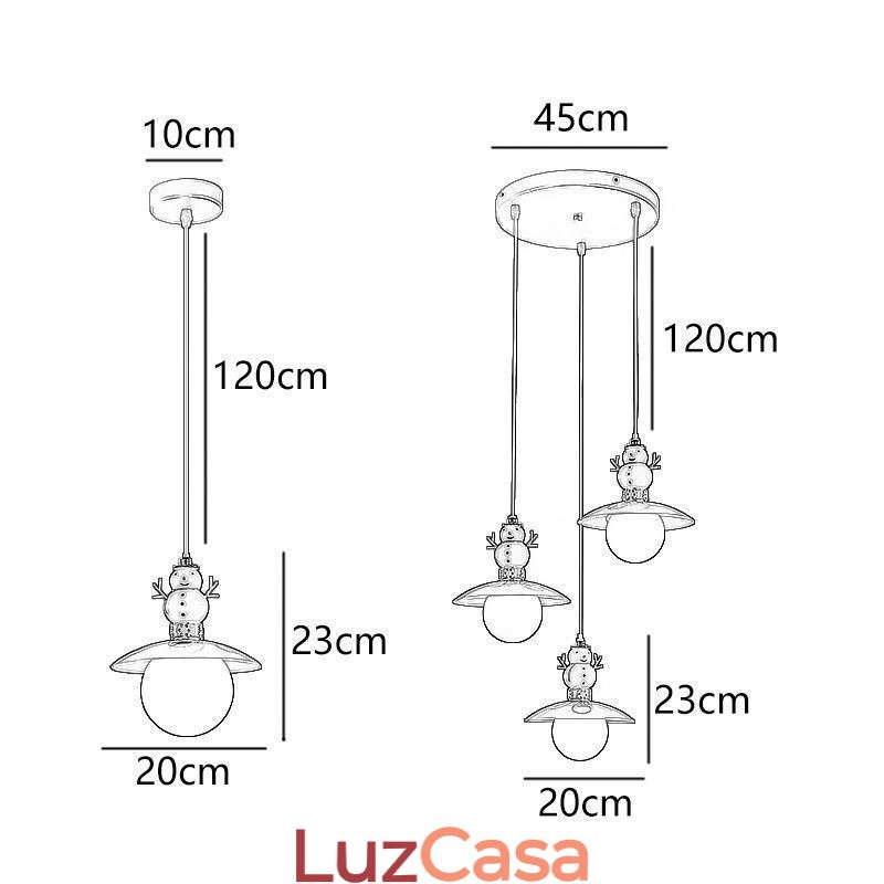 Luminária pendente moderna simples G9 ferro forjado resina boneco de neve luz de teto