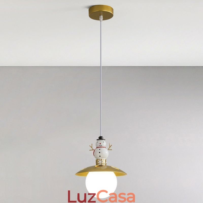 Luminária pendente moderna simples G9 ferro forjado resina boneco de neve luz de teto