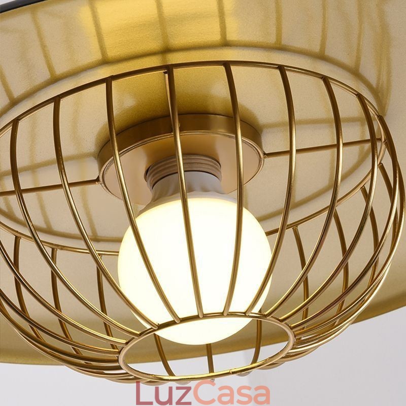 Luminária pendente nórdica criativa em ferro forjado com disco de teto
