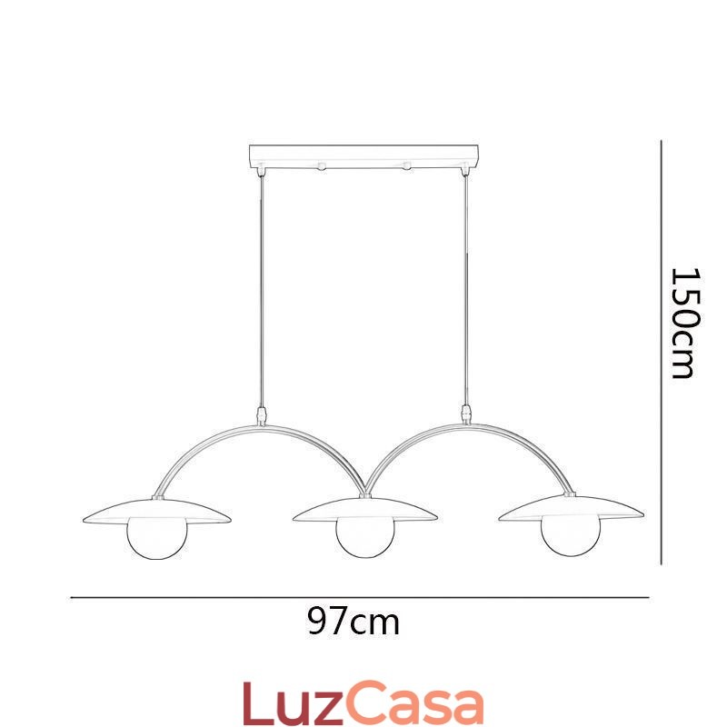 Luminária pendente nórdica criativa G9 em ferro forjado com ondas no teto