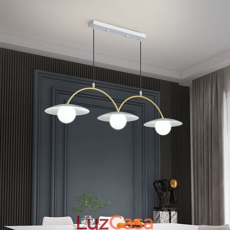 Luminária pendente nórdica criativa G9 em ferro forjado com ondas no teto