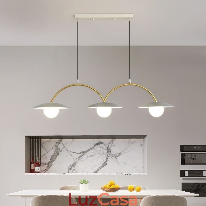 Luminária pendente nórdica criativa G9 em ferro forjado com ondas no teto