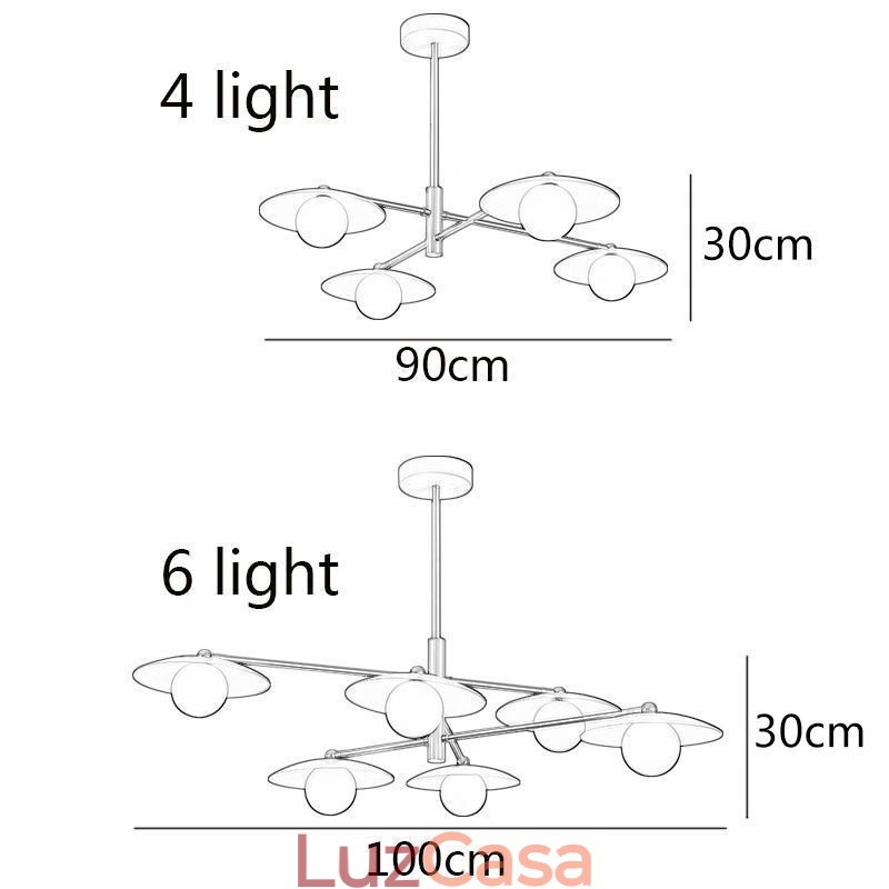 Luminária pendente nórdica criativa G9 em ferro forjado com disco de teto