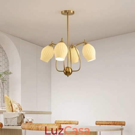 Luminária pendente nórdica criativa em ferro forjado, cobre, cor natural, estame, luminária de teto Luminária pendente nórdica criativa em ferro forjado, cobre, cor natural, estame, luminária de teto