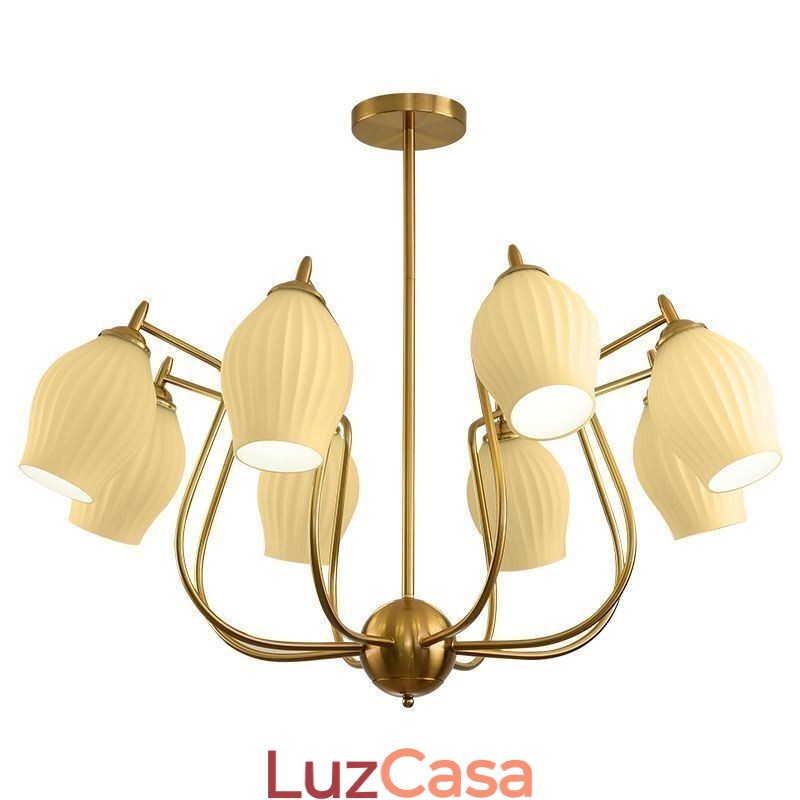 Luminária pendente nórdica criativa em ferro forjado, cobre, cor natural, estame, luminária de teto
