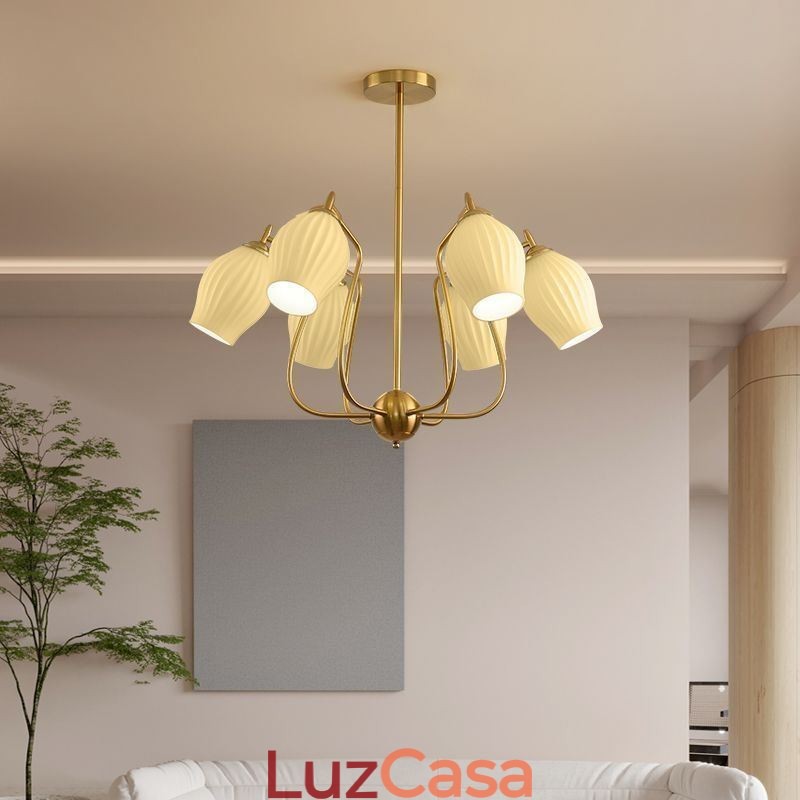 Luminária pendente nórdica criativa em ferro forjado, cobre, cor natural, estame, luminária de teto