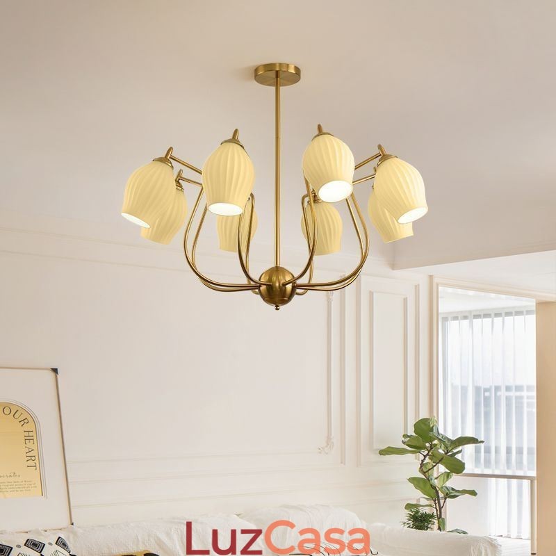 Luminária pendente nórdica criativa em ferro forjado, cobre, cor natural, estame, luminária de teto