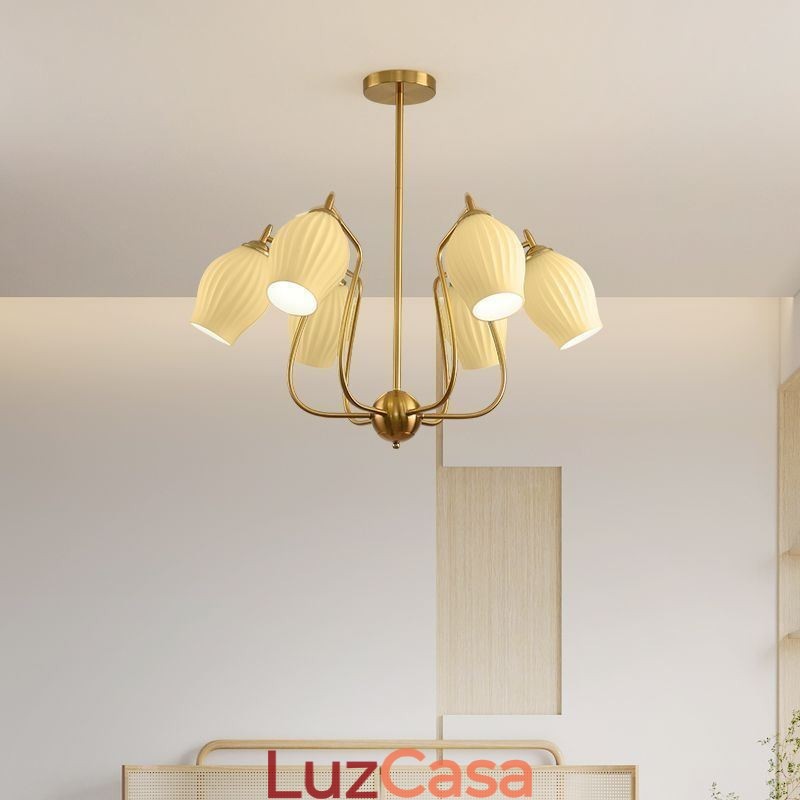 Luminária pendente nórdica criativa em ferro forjado, cobre, cor natural, estame, luminária de teto