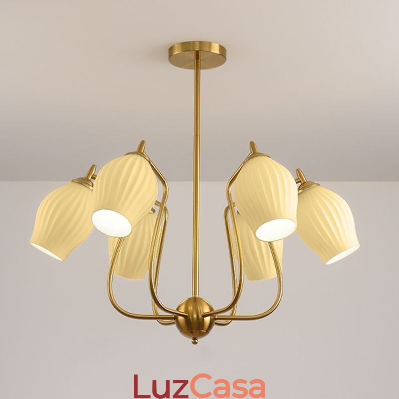 Luminária pendente nórdica criativa em ferro forjado, cobre, cor natural, estame, luminária de teto