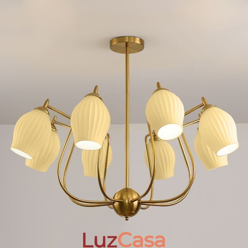Luminária pendente nórdica criativa em ferro forjado, cobre, cor natural, estame, luminária de teto