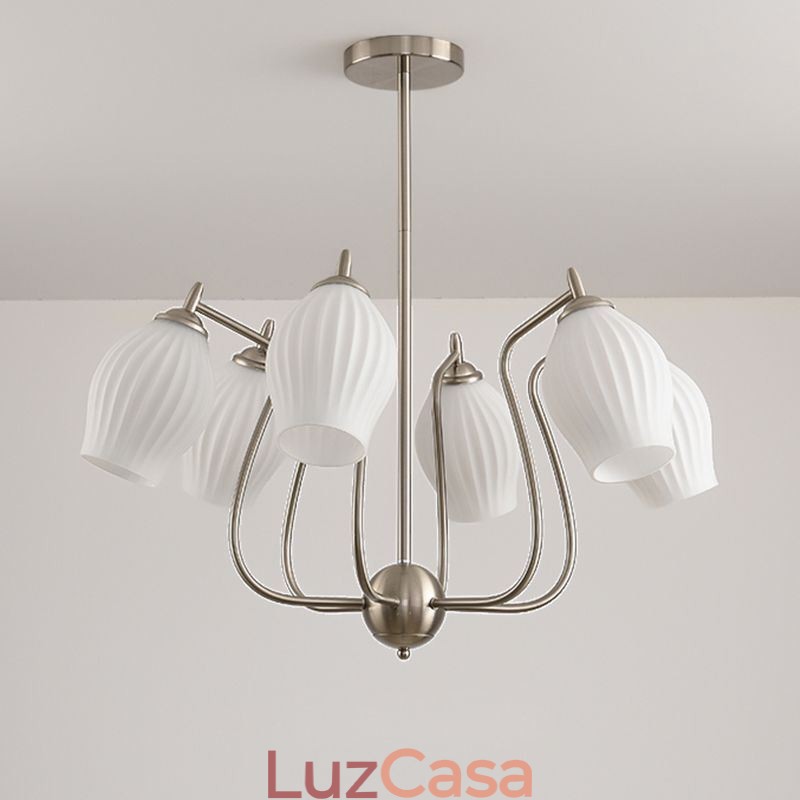 Luminária pendente nórdica criativa de ferro forjado, níquel areia, flor, estame, luz de teto