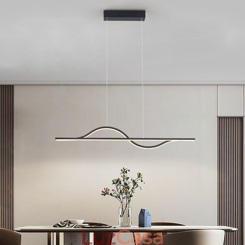 Luminária pendente elegante em alumínio com ondas artísticas, luminária de teto