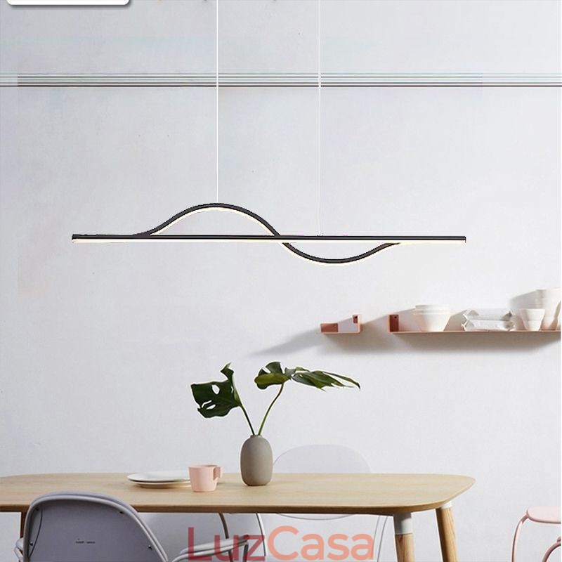 Luminária pendente elegante em alumínio com ondas artísticas, luminária de teto