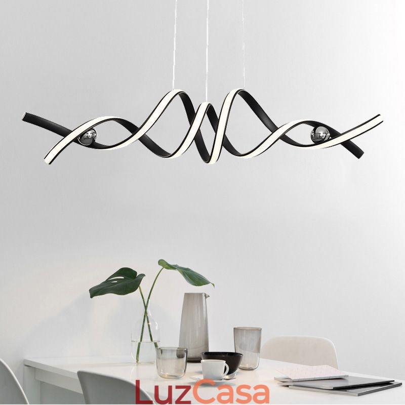Luminária pendente minimalista em alumínio, arte em espiral minimalista, luminária de teto