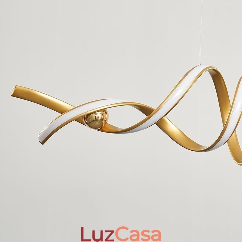 Luminária pendente minimalista em alumínio, arte em espiral minimalista, luminária de teto