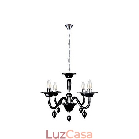 Lustre preto moderno com 4 luzes Lustre preto moderno com 4 luzes