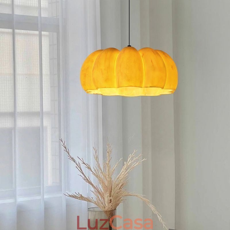 Luminária pendente de abóbora de cabeça única, luminária de teto retrô japonesa