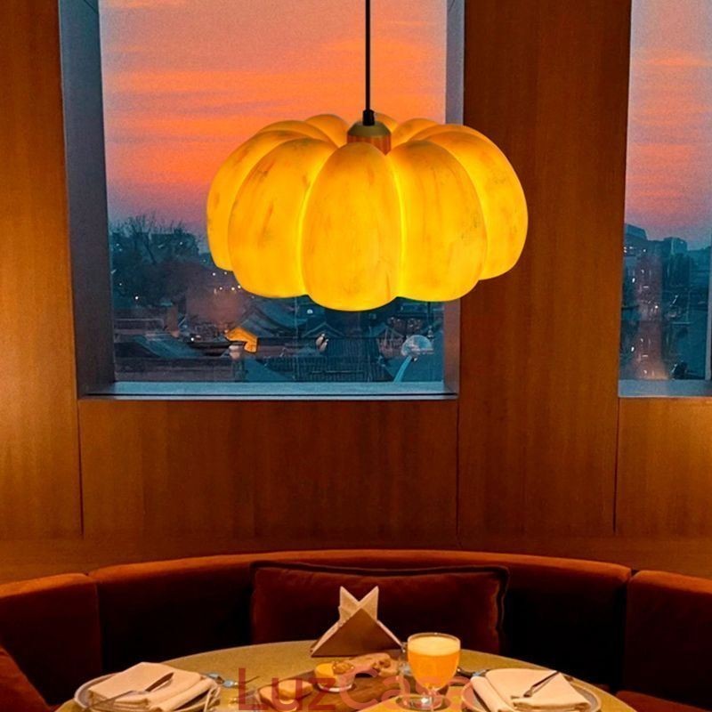 Luminária pendente de abóbora de cabeça única, luminária de teto retrô japonesa