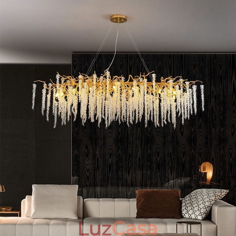 Lustre nórdico pendente Golden Branch G9 em vidro