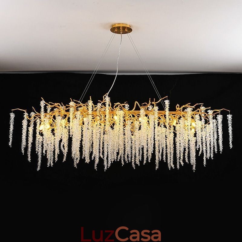 Lustre nórdico pendente Golden Branch G9 em vidro