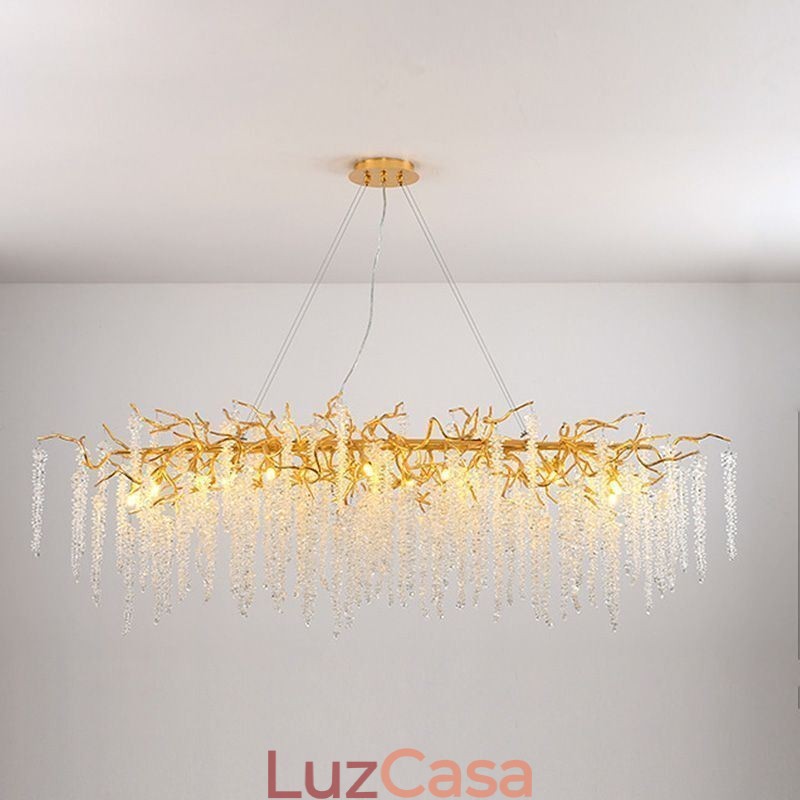 Lustre nórdico pendente Golden Branch G9 em vidro