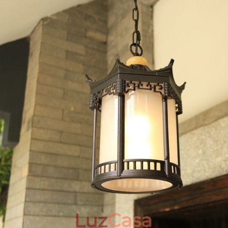 Luminária pendente chinesa para gazebo, hexagonal, à prova d'água, para áreas externas