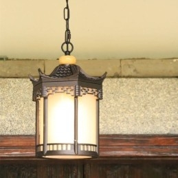 Luminária pendente chinesa para gazebo, hexagonal, à prova d'água, para áreas externas