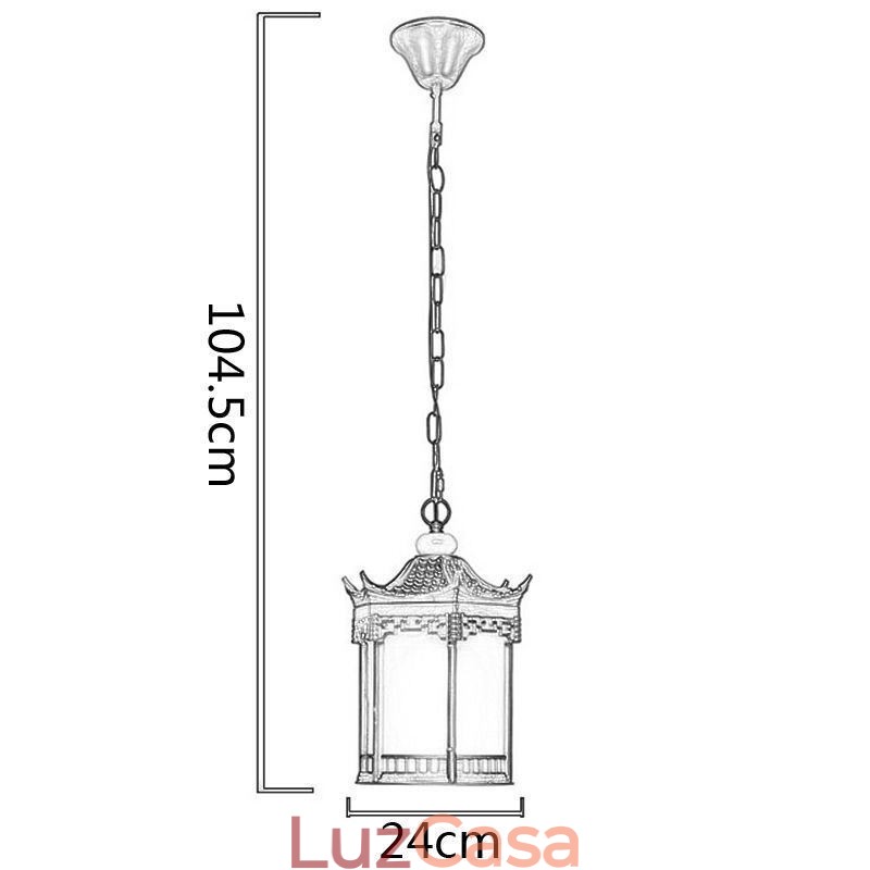Luminária pendente chinesa para gazebo, hexagonal, à prova d'água, para áreas externas