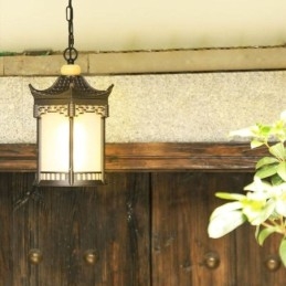 Luminária pendente chinesa para gazebo, hexagonal, à prova d'água, para áreas externas