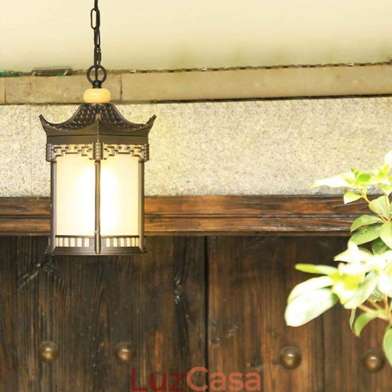 Luminária pendente chinesa para gazebo, hexagonal, à prova d'água, para áreas externas