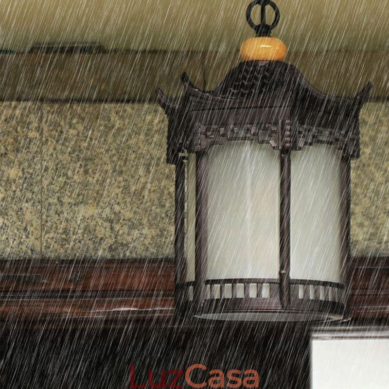 Luminária pendente chinesa para gazebo, hexagonal, à prova d'água, para áreas externas