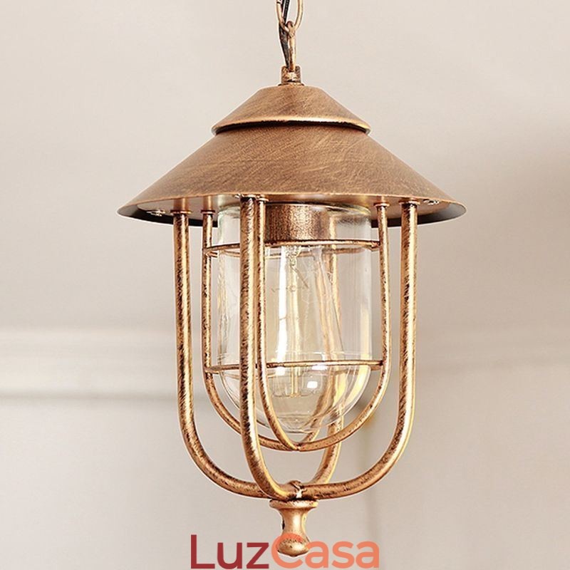 American Retro Outdoor Light Impermeável Birdgaiola Forma Pendente Luz Jardim