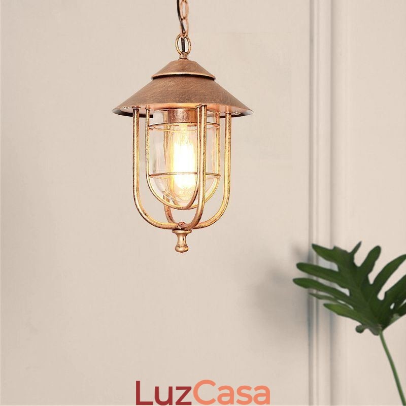 American Retro Outdoor Light Impermeável Birdgaiola Forma Pendente Luz Jardim