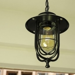 American Retro Outdoor Light Impermeável Birdgaiola Forma Pendente Luz Jardim