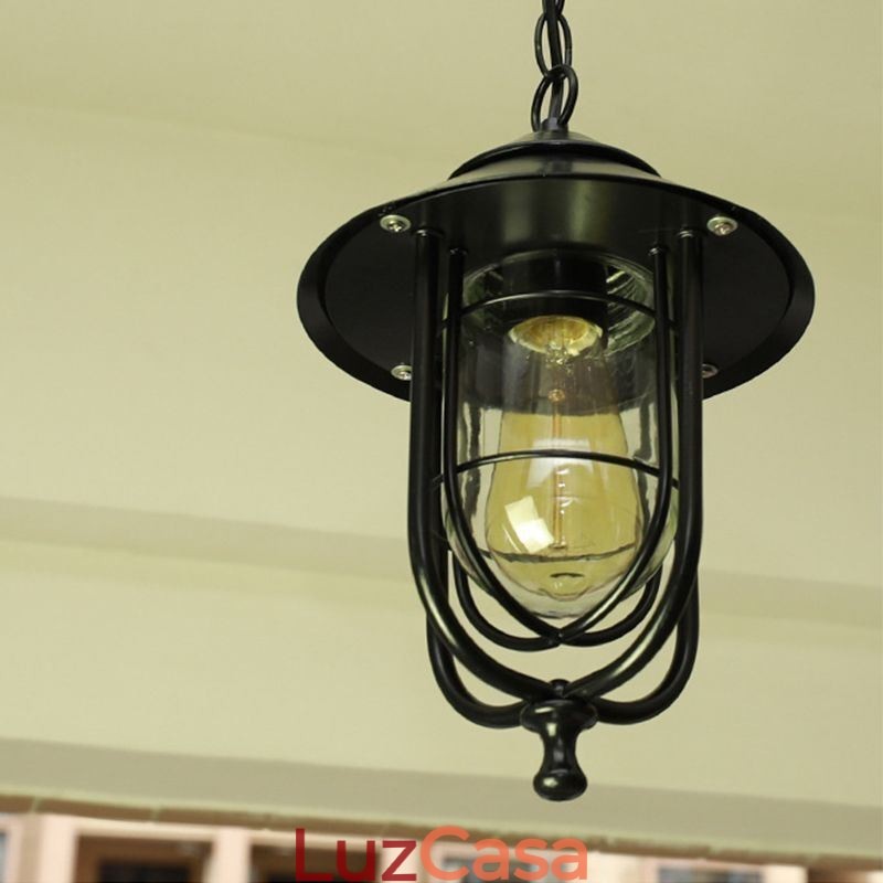 American Retro Outdoor Light Impermeável Birdgaiola Forma Pendente Luz Jardim