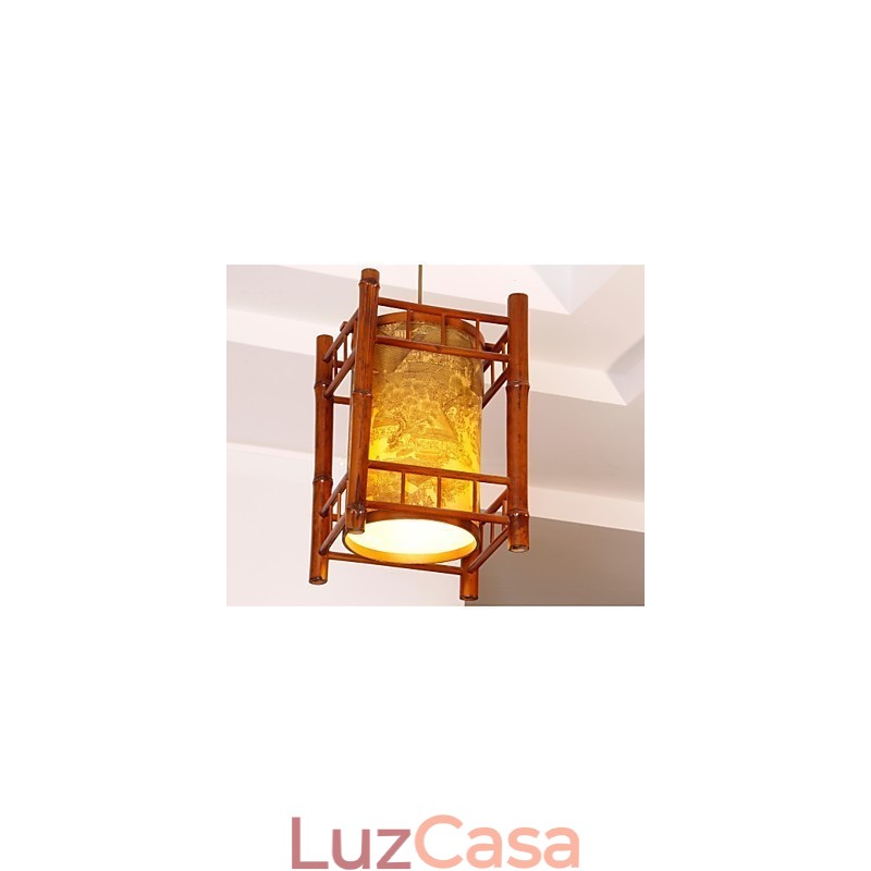 Lustre Retro Lanterna Madeira Bambu