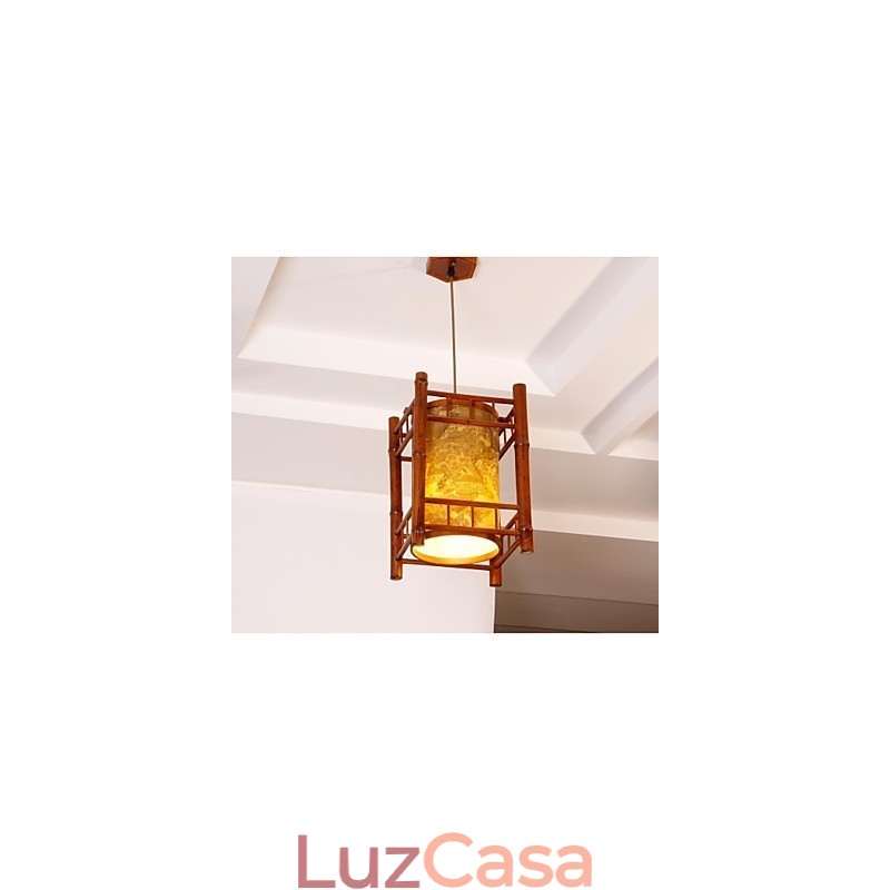 Lustre Retro Lanterna Madeira Bambu