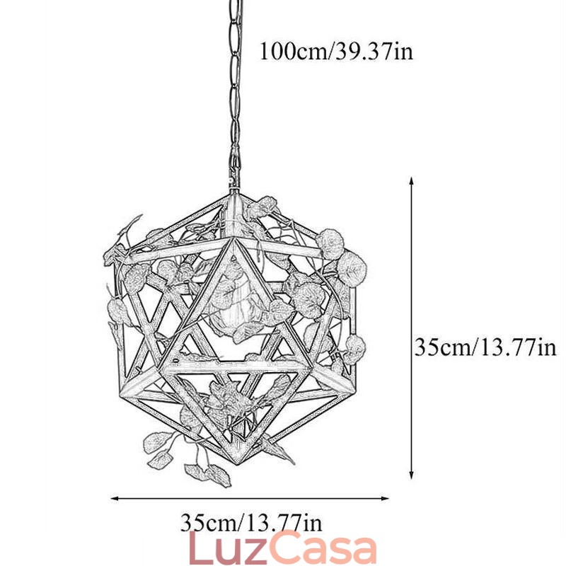 Luminária pendente industrial vintage em forma de gaiola de ferro