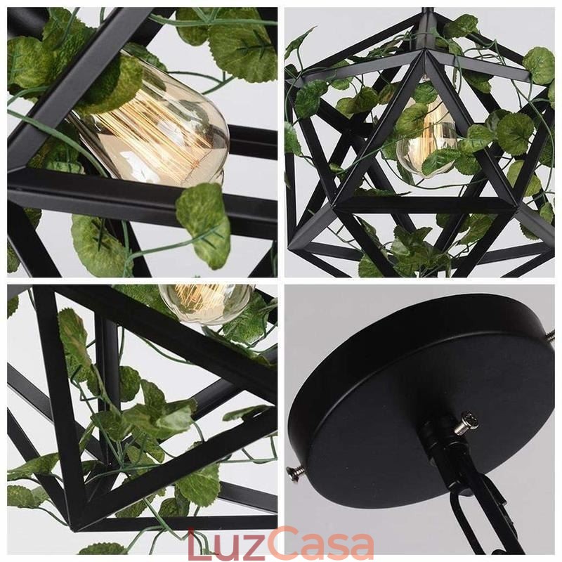 Luminária pendente industrial vintage em forma de gaiola de ferro