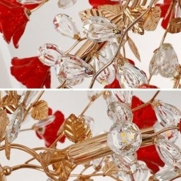 Lustre de cerâmica com pingente de luxo e flor vermelha