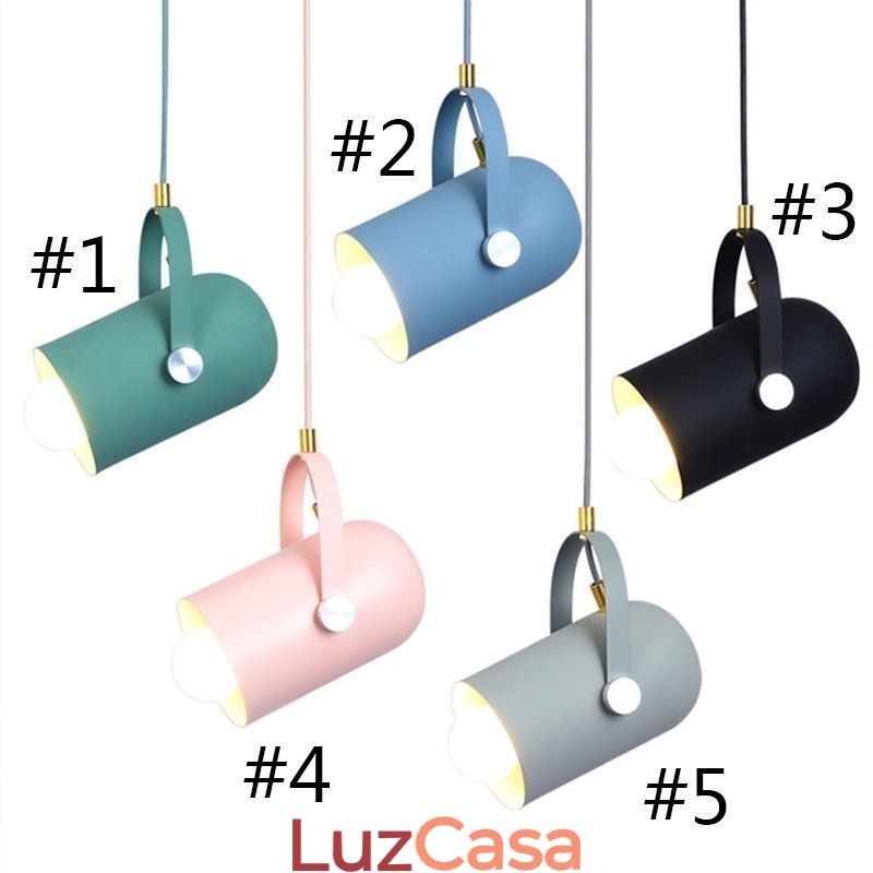 Luminária pendente nórdica colorida Macaron com cabeça única