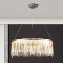 Lustre redondo com pingente de borla de luxo