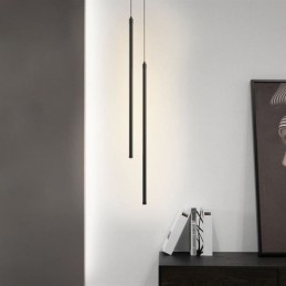 Luminária pendente nórdica de tubo longo, luminária suspensa de ilha
