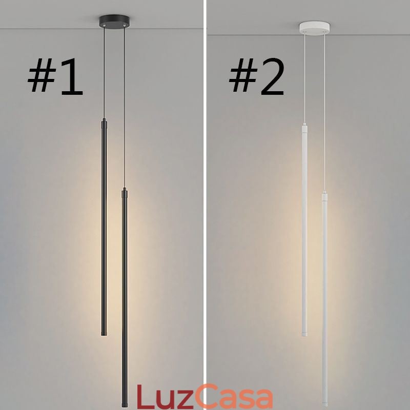 Luminária pendente nórdica de tubo longo, luminária suspensa de ilha