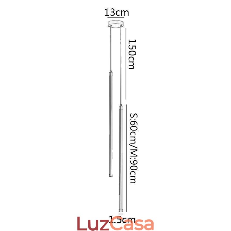 Luminária pendente nórdica de tubo longo, luminária suspensa de ilha