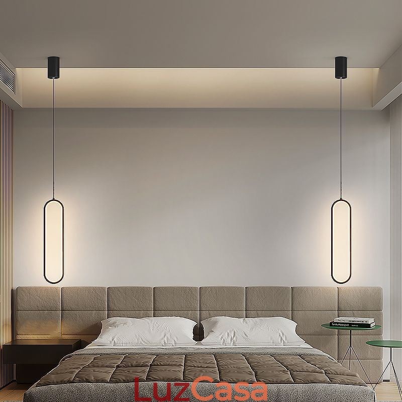 Luminária pendente moderna, minimalista, oval, pendente