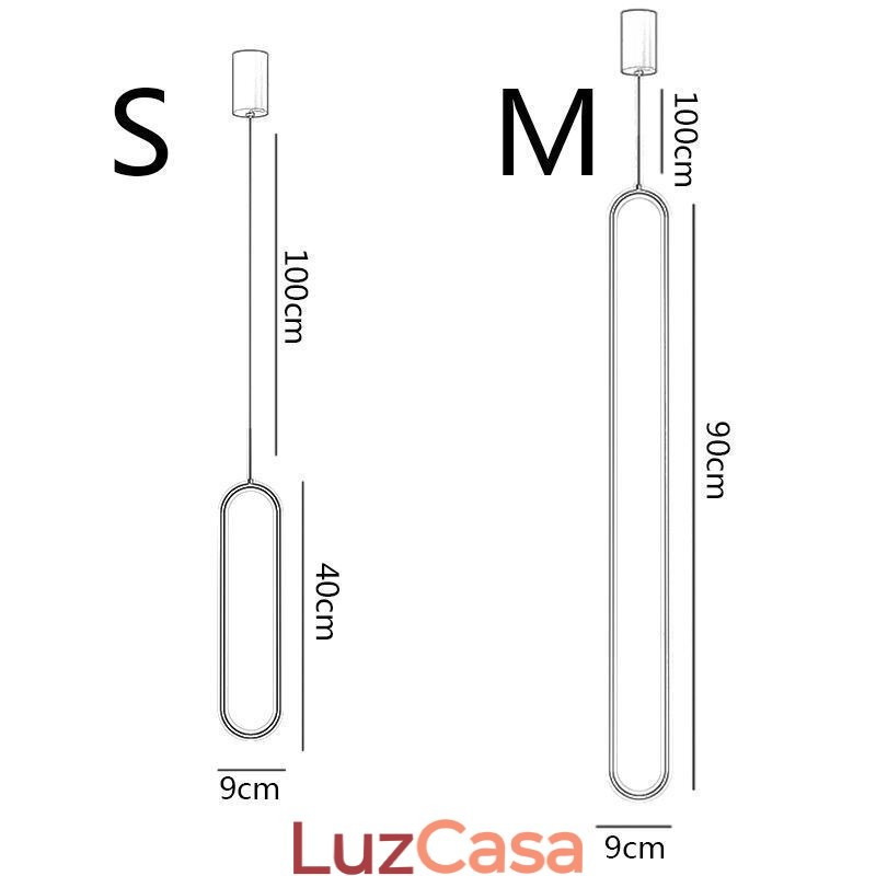 Luminária pendente moderna, minimalista, oval, pendente
