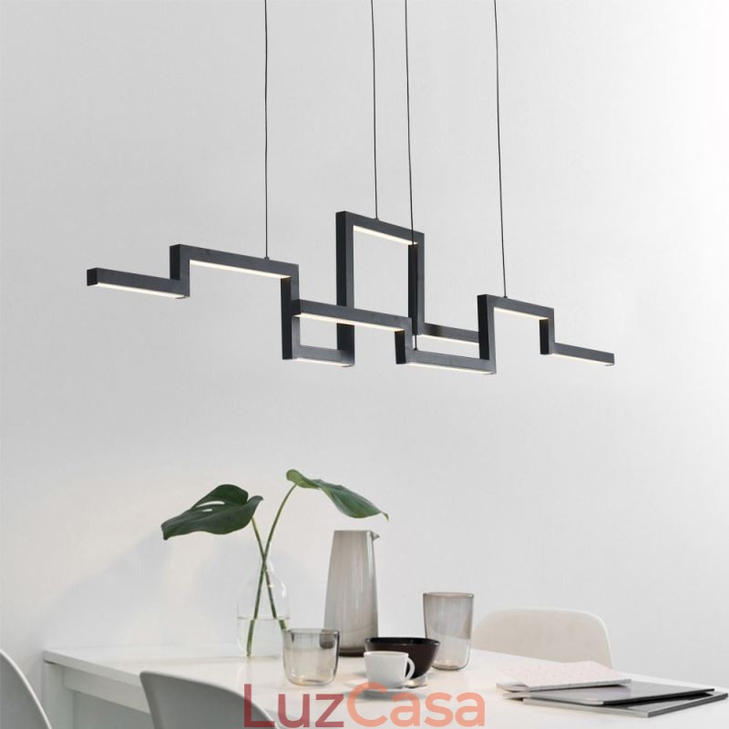 Lustre moderno de acrílico preto com pingente de luz